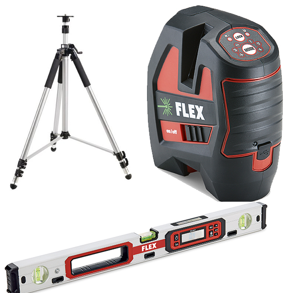 Samonivelačný krížový čiarový laser ALC 3/1-G zelený + digitálna vodováha FLEX