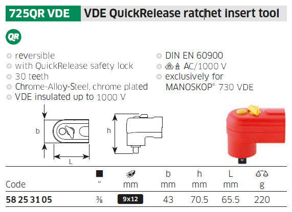 STAHLWILLE QuickRelease 725qr-4 Ratscheinsatz – Größe 4, 1/10,2 Cm Antrieb, 14,5 Mm Hoch, 22 Mm Breit