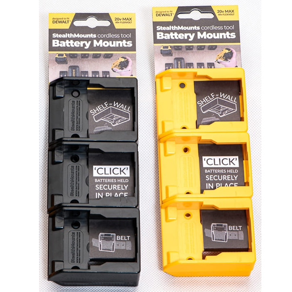Držiaky batérie čierny 6-dielny pre DeWalt XR 18v 20v 54v 60v Flexvolt StealthMounts
