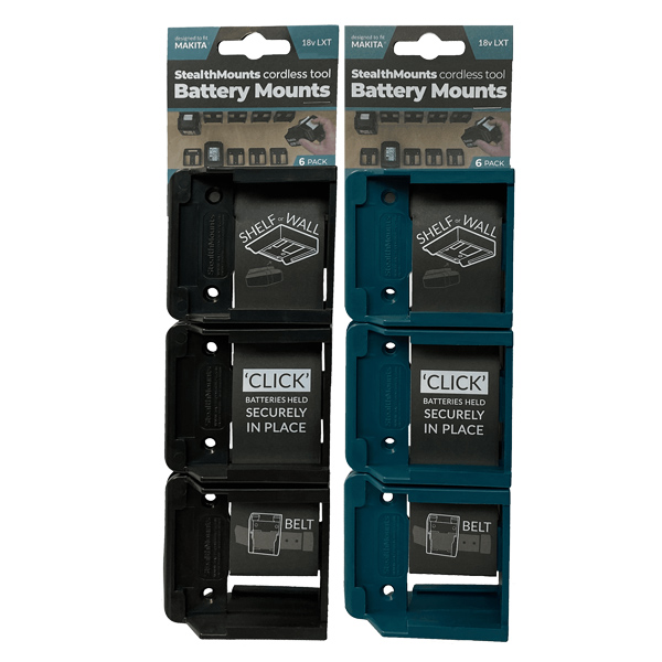 Držiaky batérie čierné 6-dielne pre Makita 18V StealthMounts