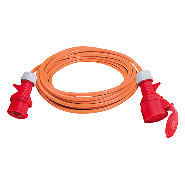 Predlžovací kábel CEE, 5-pólový IP44 s meničom sledu fáz 25m oranžový